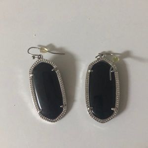 Kendra Scott Black and Silver Oval Earrings